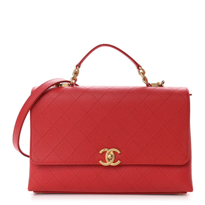 Chanel Grained Calfskin Stitched Flap Red 1 of 21