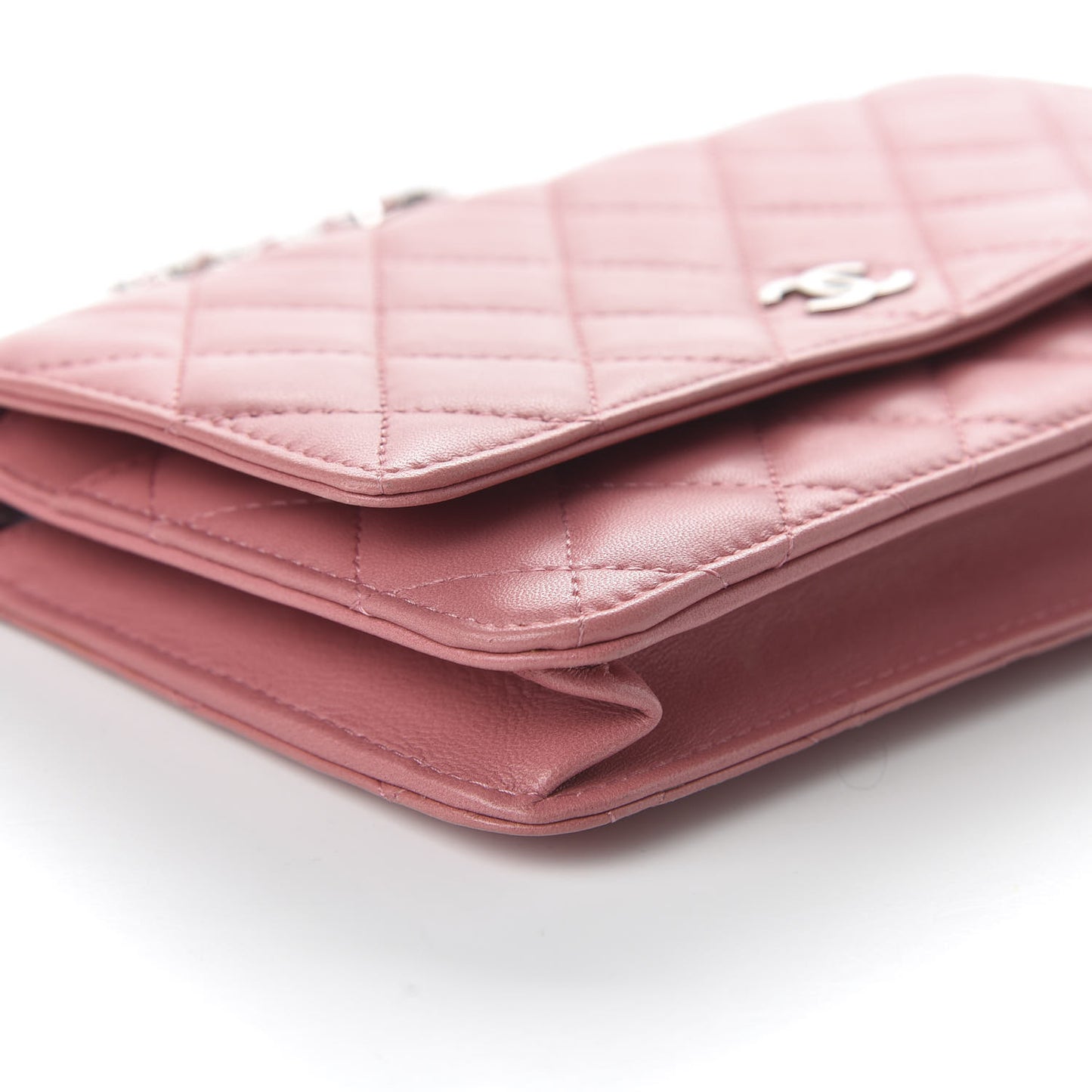 Lambskin Quilted Wallet On Chain WOC Pink