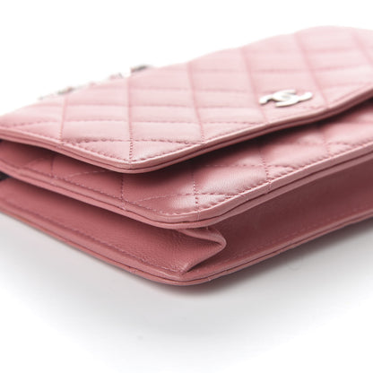 Chanel Lambskin Quilted Wallet On Chain WOC Pink 6 of 11