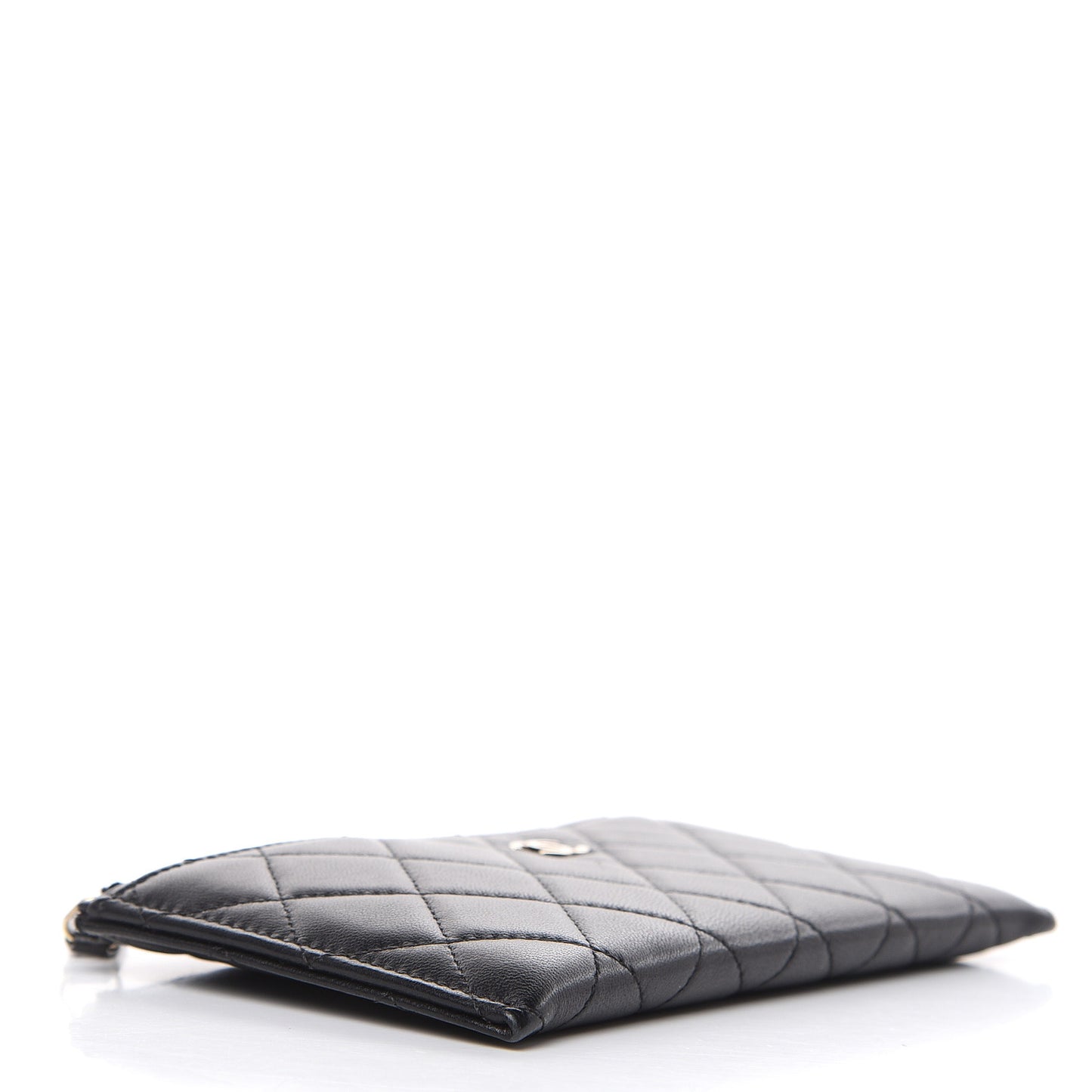 Lambskin Quilted Classic Zip Pouch Black