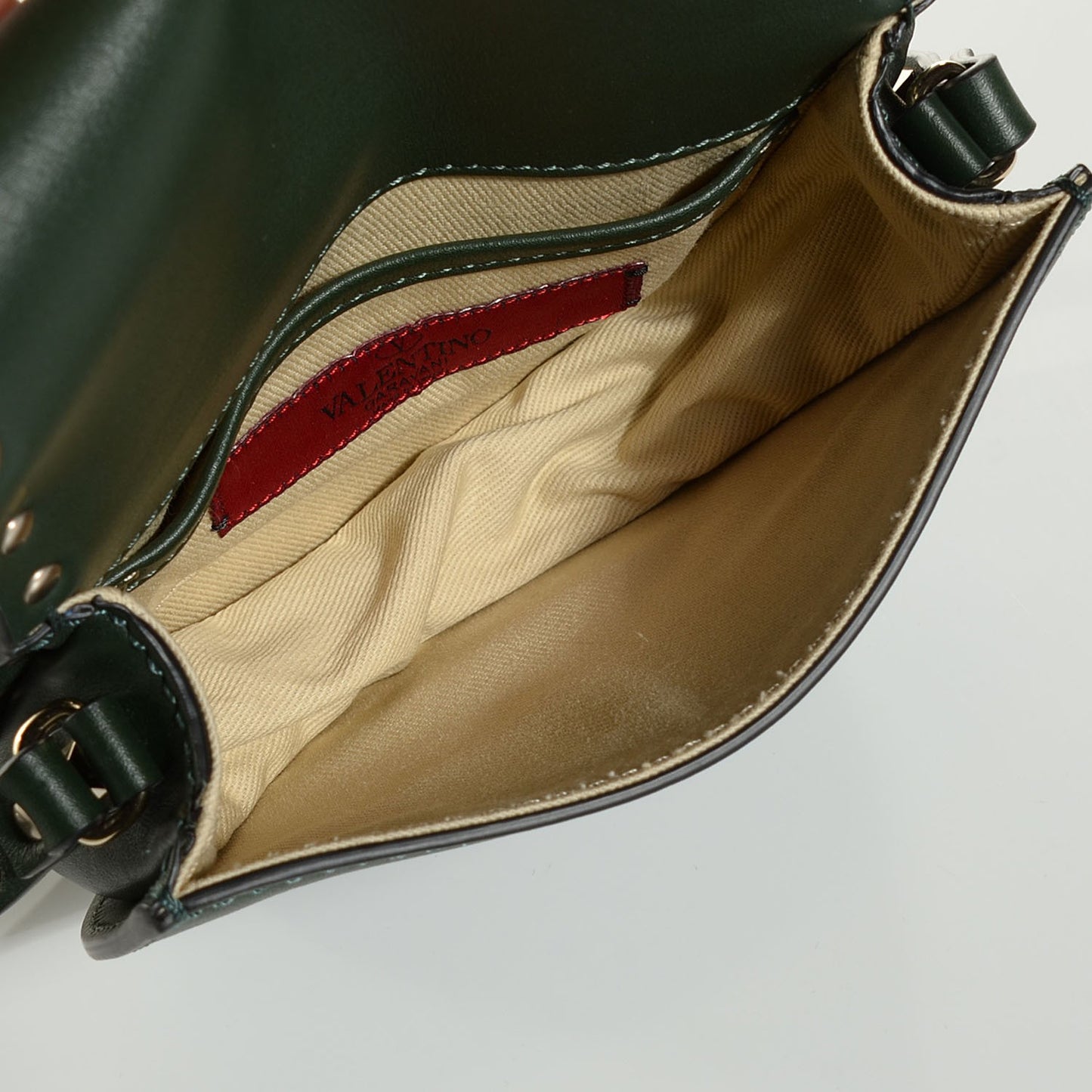 Vitello Rockstud Halfmoon Saddle Bag Forest Green