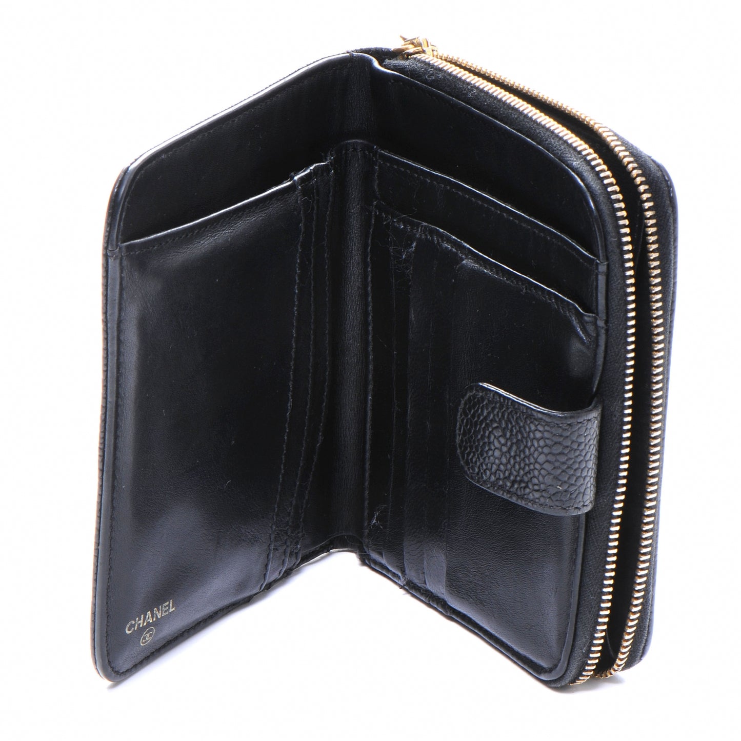 Caviar Zip Around Wallet Black