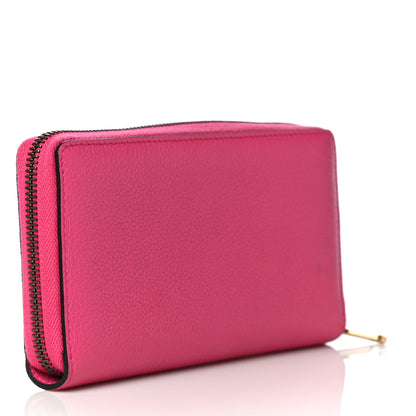 Gucci Grained Calfskin Logo Zip Around Wallet Box Pink Green 3 of 8