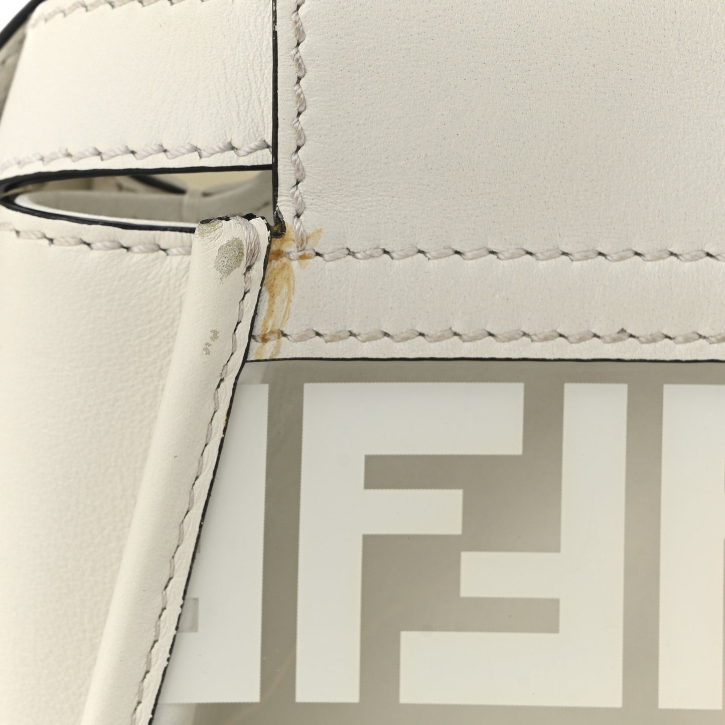 PVC Glass Vitello Seta Shiny Nappa Plexiglass FF Medium Peekaboo Iconic Satchel White Ice