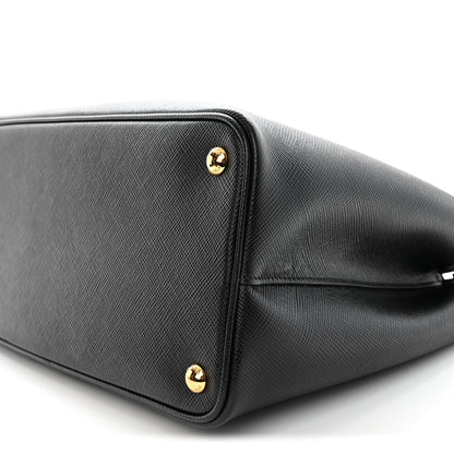 Prada Saffiano Cuir Medium Double Bag Black Fuoco 9 of 10