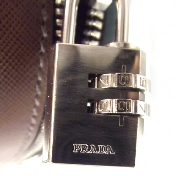 Prada Saffiano Rolling Suitcase Brown 9 of 11