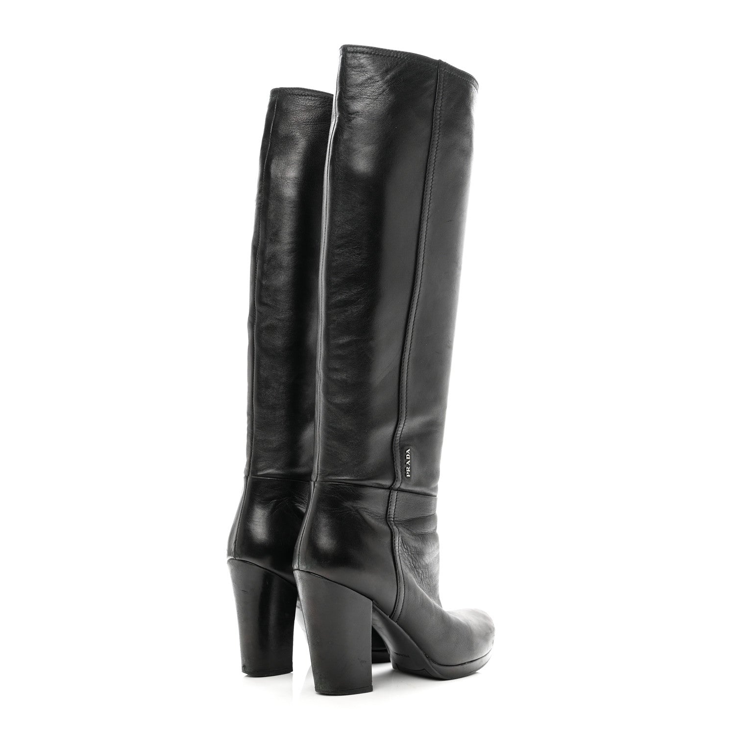 Prada Calfskin Knee Boots 39 Black 4 of 10