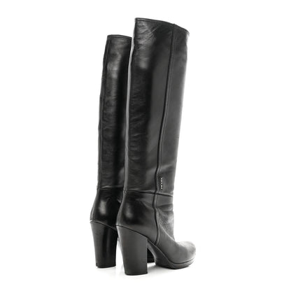 Prada Calfskin Knee Boots 39 Black 4 of 10
