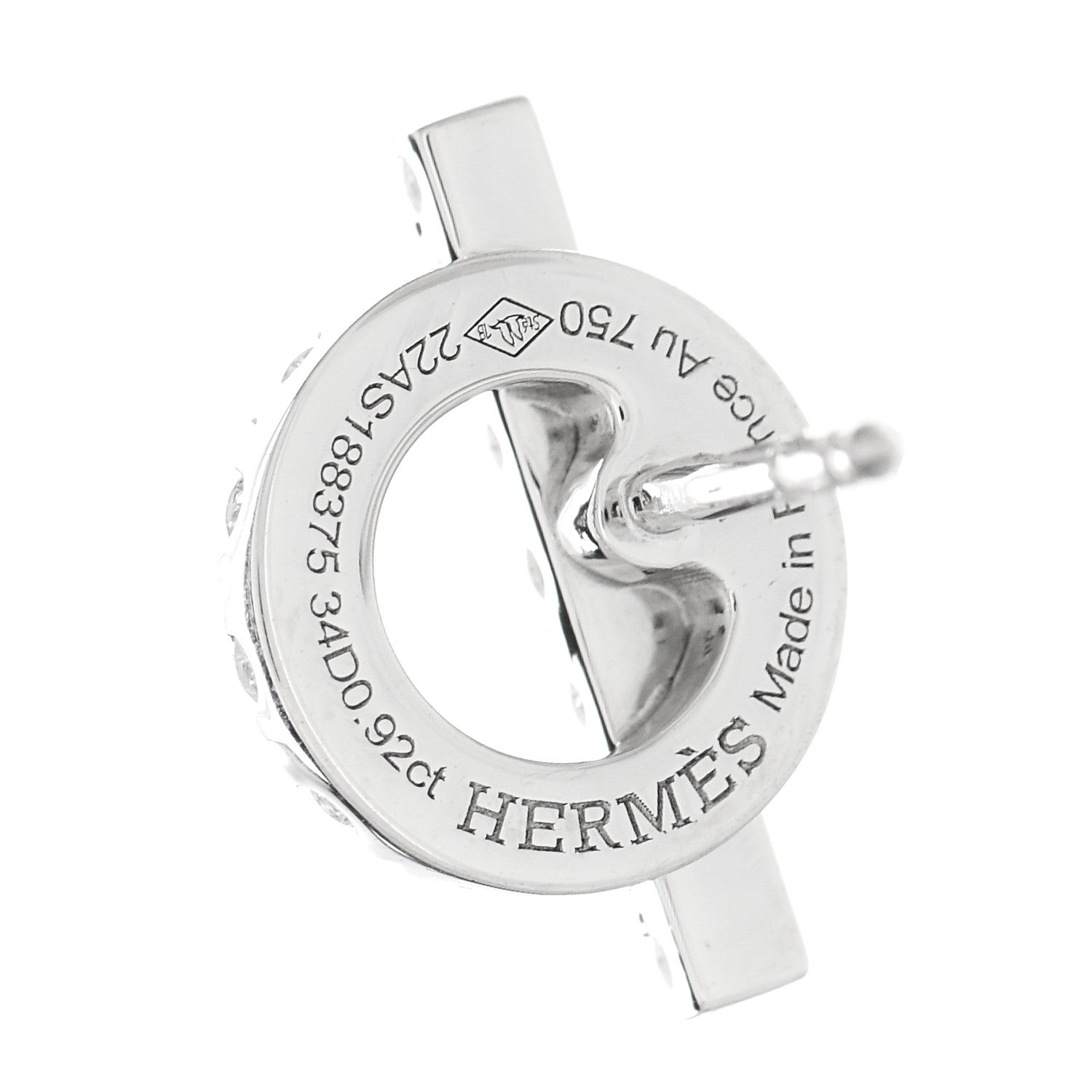 Hermes 18K White Gold Diamond Finesse Earrings 4 of 5