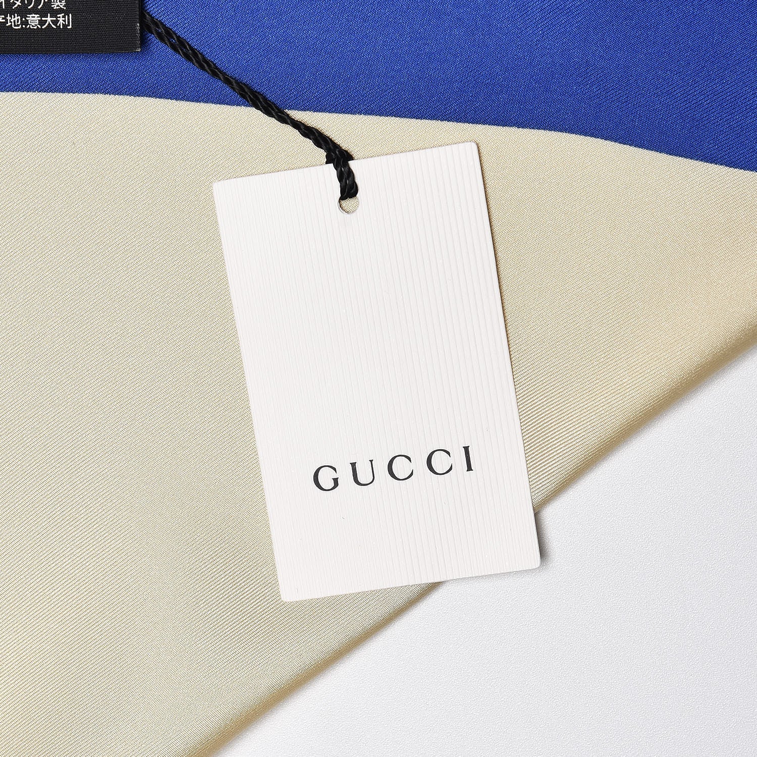 Gucci Silk Logo Square Scarf Ivory Blue 5 of 6