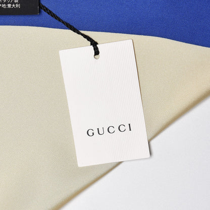 Gucci Silk Logo Square Scarf Ivory Blue 5 of 6