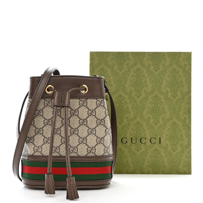 Gucci GG Supreme Monogram Web Mini Ophidia Bucket Bag Brown 11 of 11