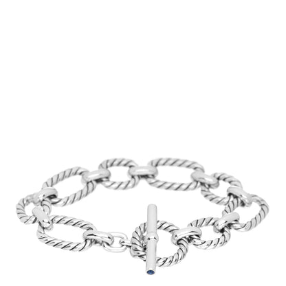 David Yurman Sterling Silver Blue Sapphire 9.5mm Cushion Link Bracelet 2 of 3