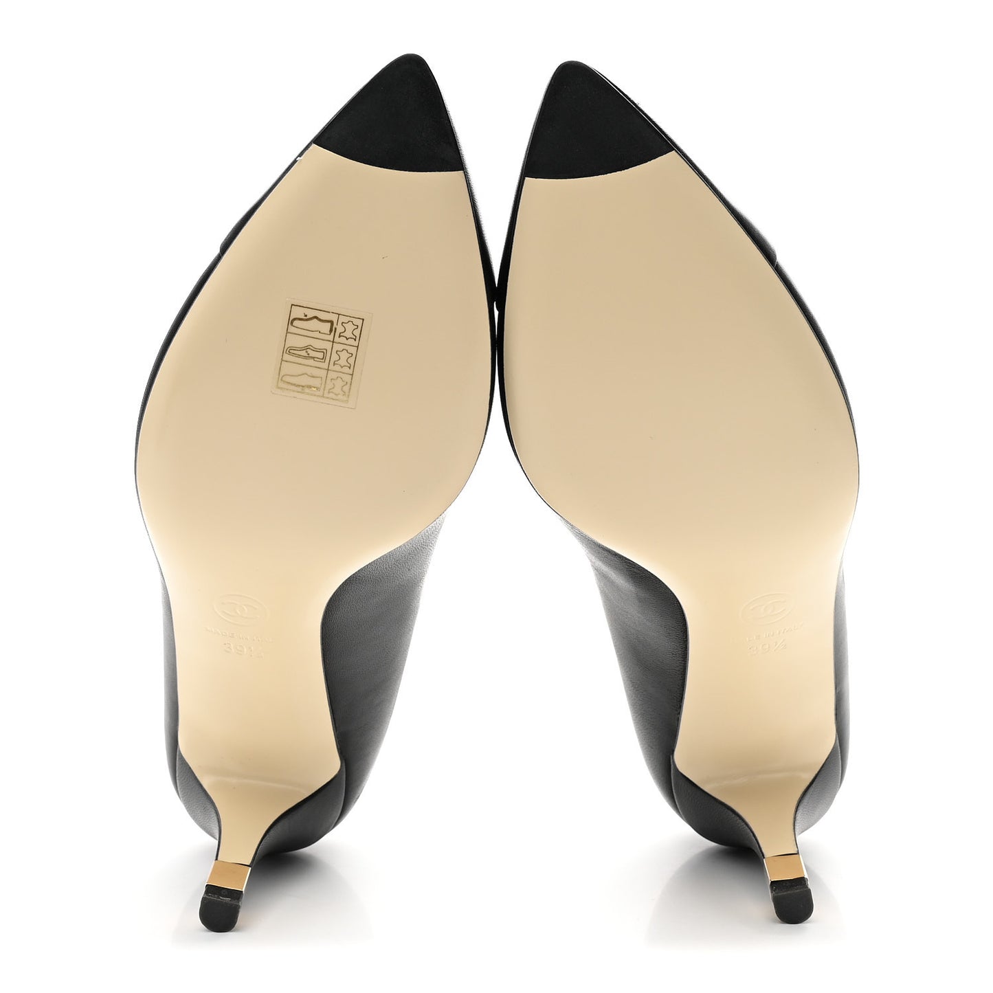 Lambskin CC Cap Toe Kitten Heel Pumps 39.5 Black