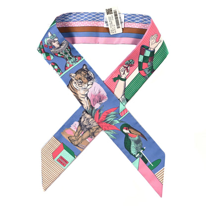 Hermes Silk Twilly Grand Theatre Nouveau Bleu Lavande Rose Vert 1 of 3