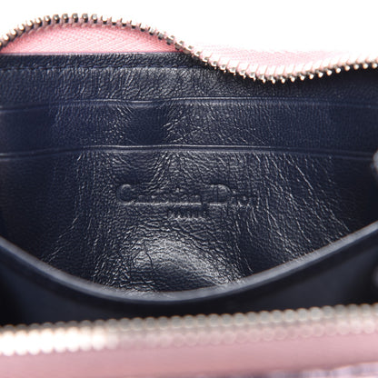 Christian Dior Metallic Calfskin Cannage Mini Lady Dior Zip Portemonnaie Pink 6 of 7