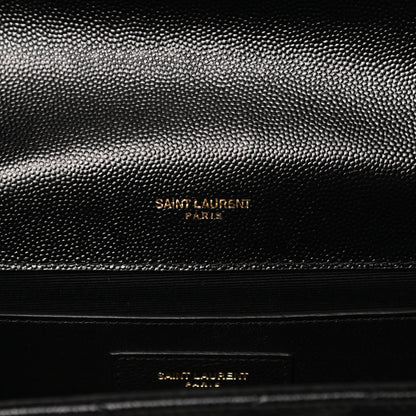 Saint Laurent Grain De Poudre Matelasse Chevron Medium Monogram Satchel Black 6 of 11