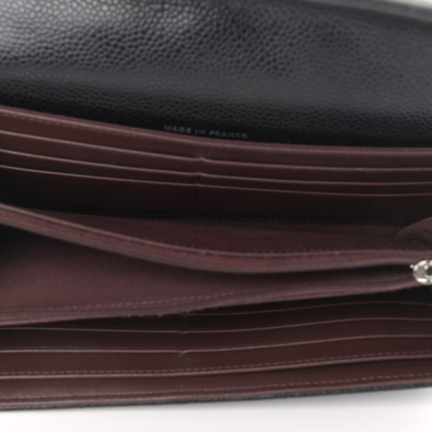 Caviar Quilted Large Gusset Flap Wallet Black