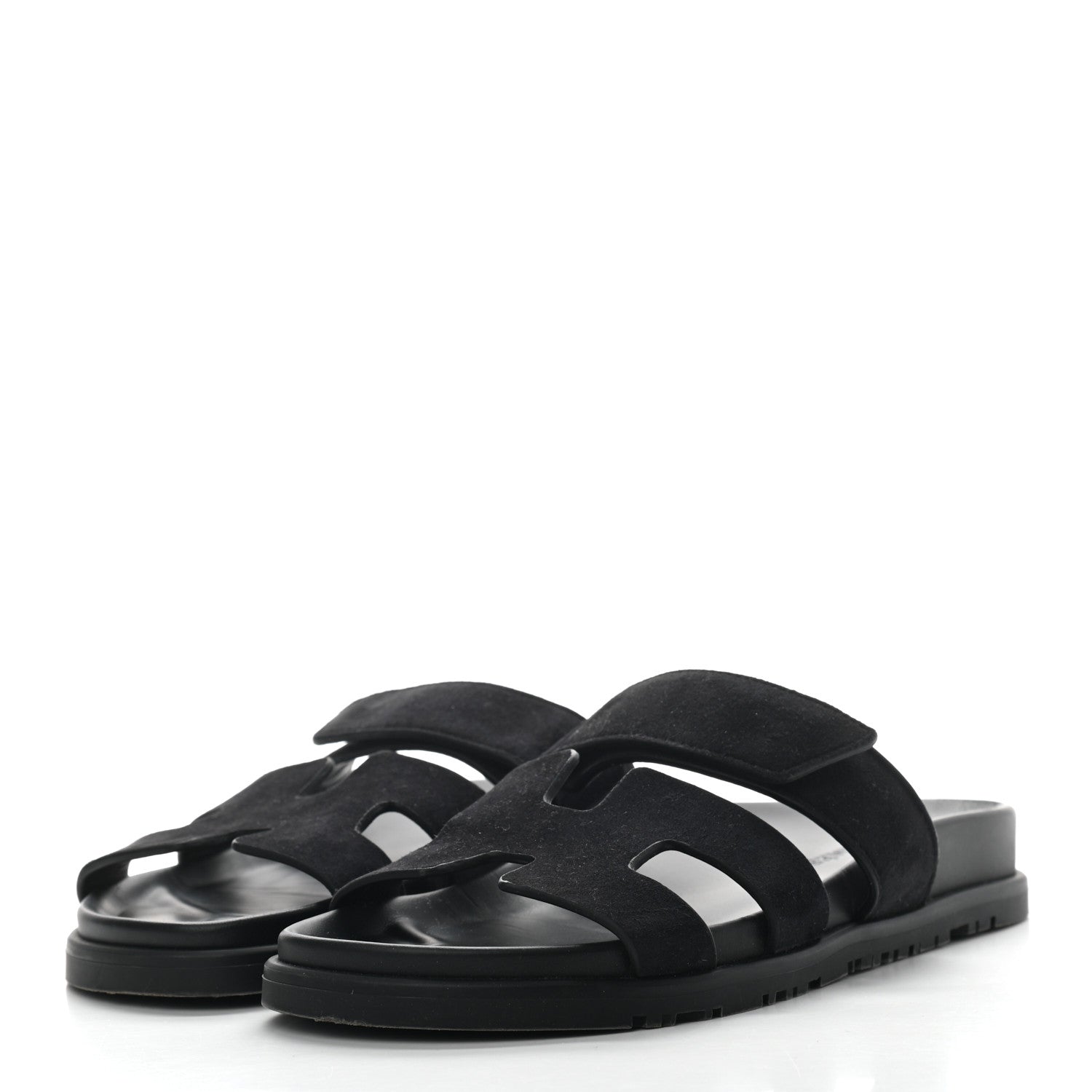 Hermes Suede Goatskin Womens Chypre Sandals 36 Black 2 of 7