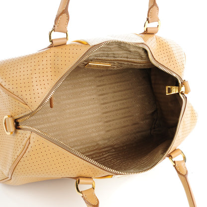 Prada Perforated Saffiano Fori Striped Boston Cuoio Mimosa 7 of 10