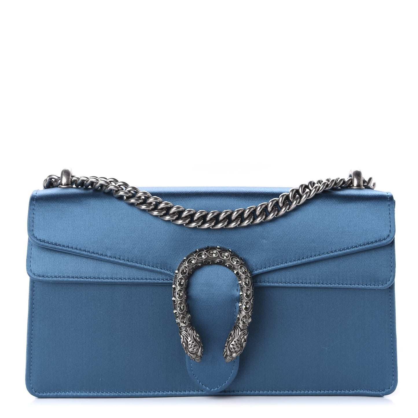 Satin Silk Crystal Small Dionysus Shoulder Bag Turchese Black Diamond
