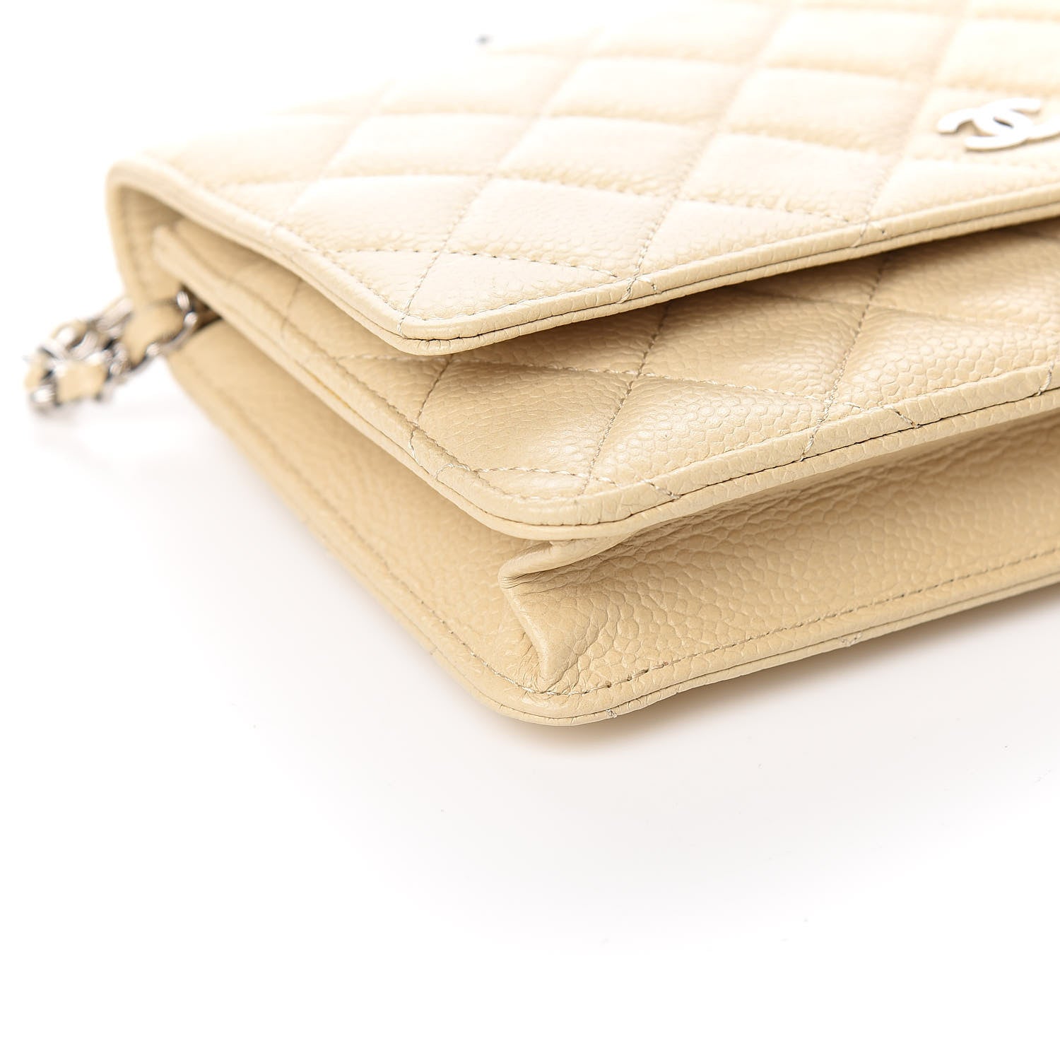 Chanel Caviar Quilted Wallet On Chain WOC Light Beige 9 of 11