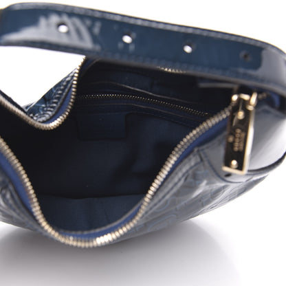 Gucci Patent Calfskin Horsebit Embossed Glam Hobo Blue 5 of 11