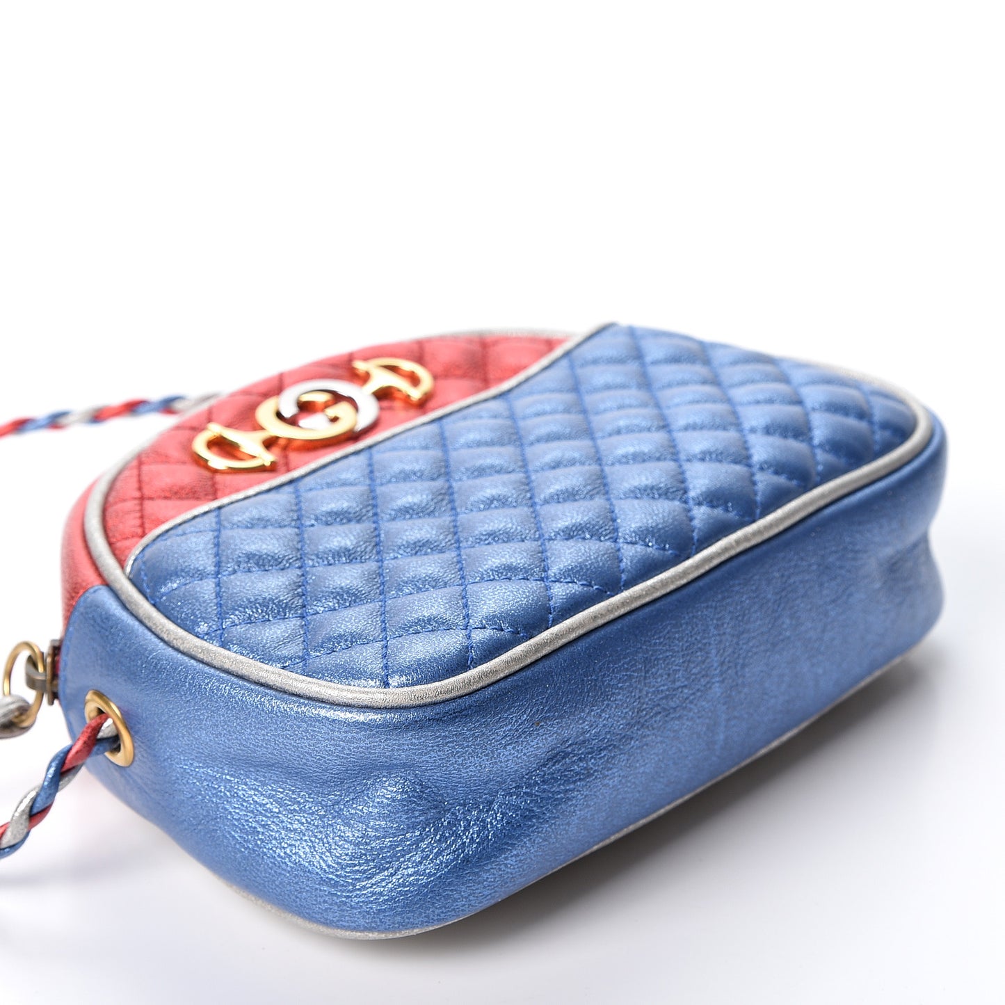 Laminated Nappa Trapuntata Mini Zumi Dome Shoulder Bag Rosso Marine Argento