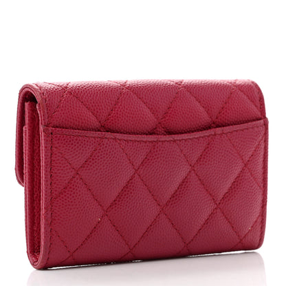 Chanel Caviar Quilted Flap Card Holder Wallet Dark Pink 3 of 9