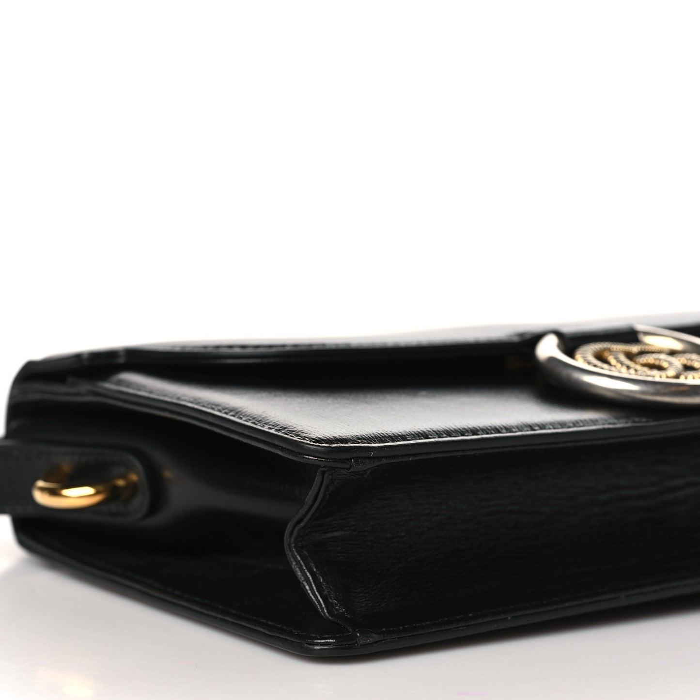 Textured Calfskin Small Torchon GG Ring Shoulder Bag Black