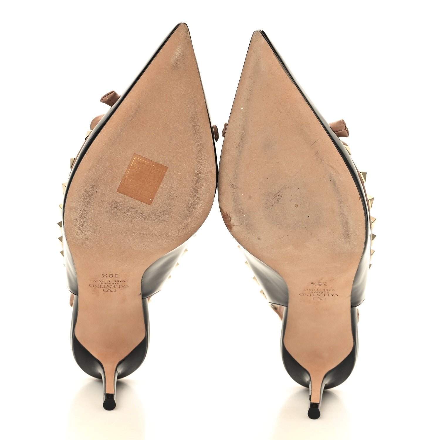Valentino Garavani Patent Rockstud Bow Slingback Pumps 38.5 Black Poudre 6 of 9