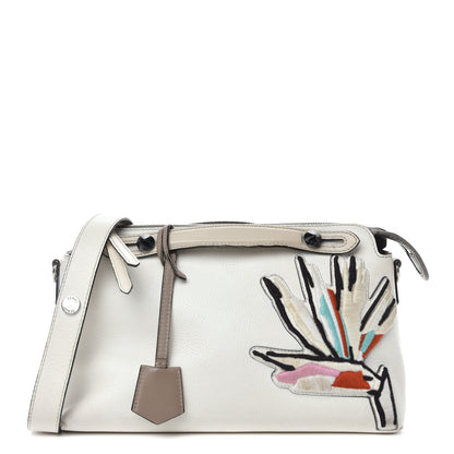 Fendi Vitello Dolce Bird of Paradise Embroidered Medium By The Way Boston Bag White Ice Multicolor 1 of 23