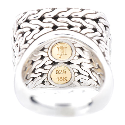John Hardy Sterling Silver 18K Yellow Gold Diamond Classic Chain Square Ring 60 9 5 of 5