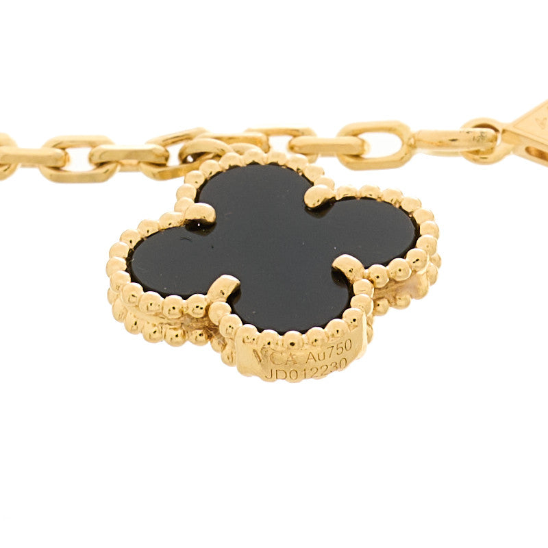 Van Cleef & Arpels 18K Yellow Gold Grey Mother of Pearl Black Onyx 5 Motifs Magic Alhambra Bracelet 3 of 4