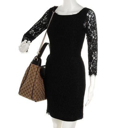 Gucci Monogram Margaux Calfskin Medium Emily Hobo Beige Ebony Black 2 of 9