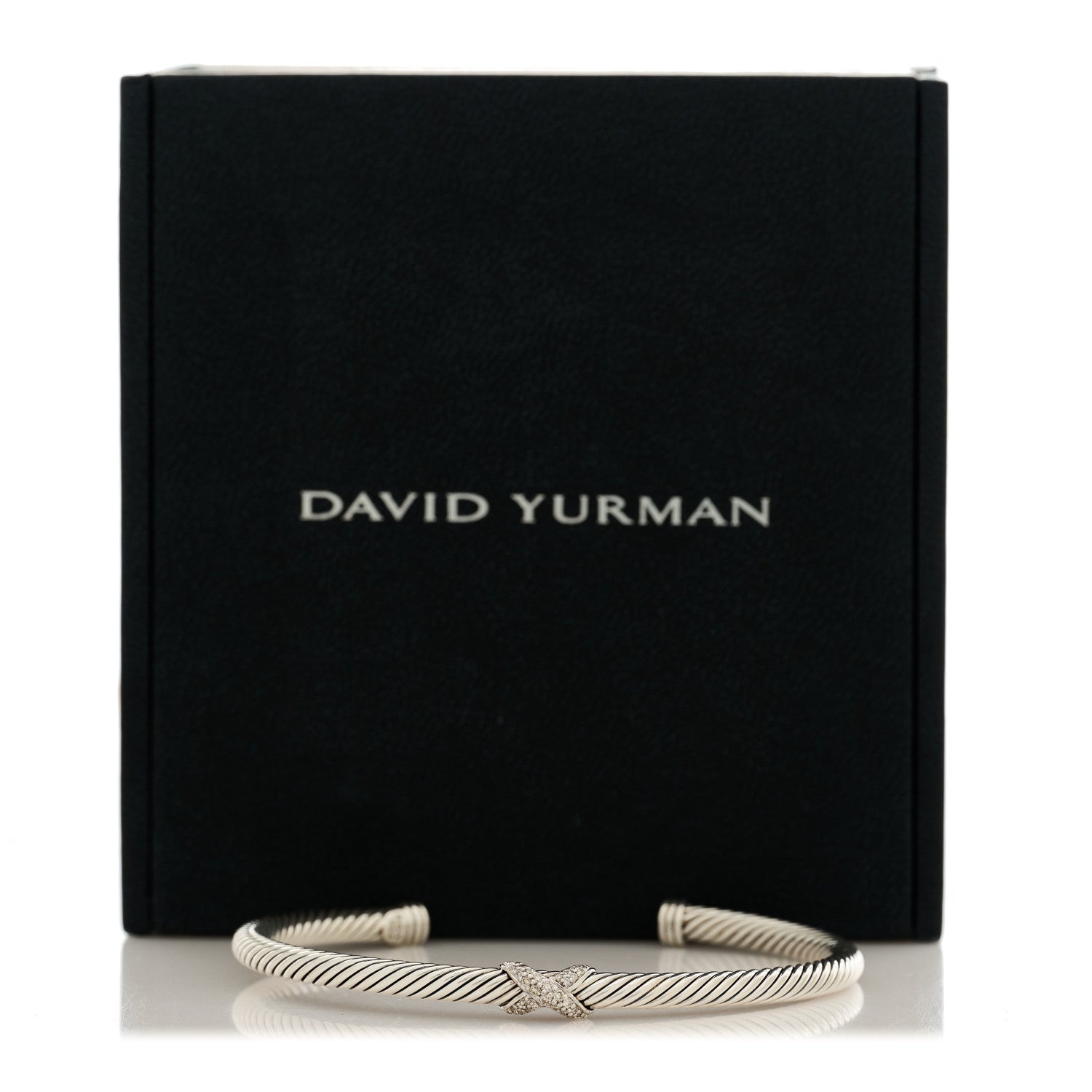 David Yurman Sterling Silver Diamond 4mm X Cable Bracelet 4 of 4