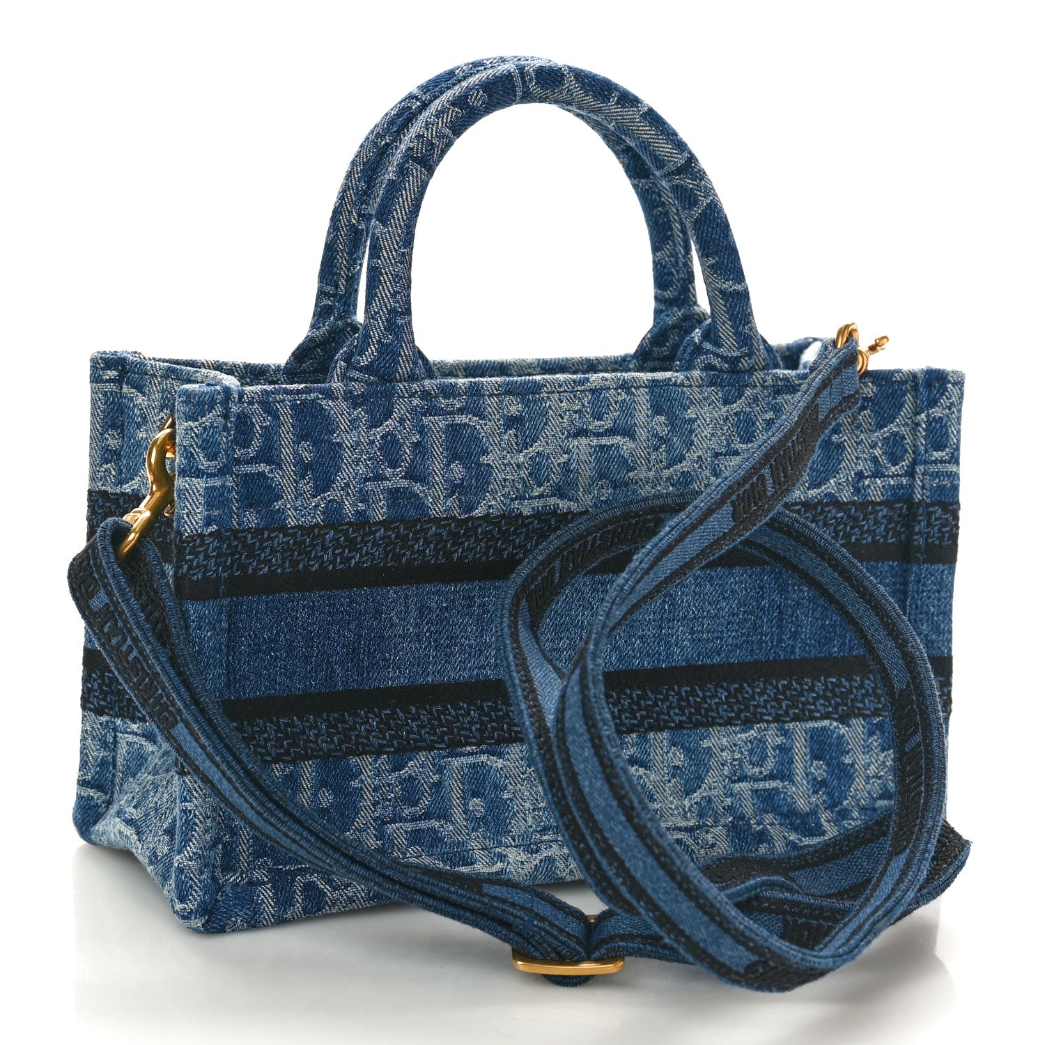 Christian Dior Denim Oblique Mini Book Tote With Strap Blue 3 of 10