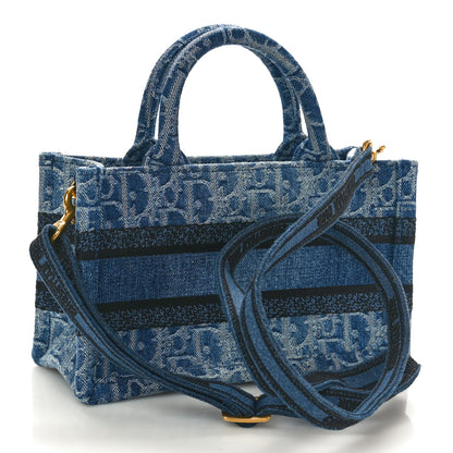 Christian Dior Denim Oblique Mini Book Tote With Strap Blue 3 of 10