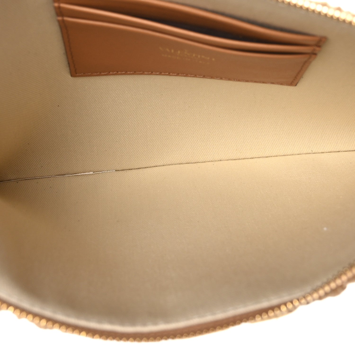 Valentino Garavani Raffia Calfskin Vlogo Zip Pouch Naturale Brown 5 of 7