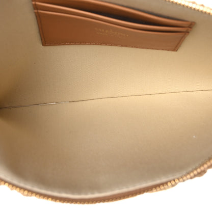 Valentino Garavani Raffia Calfskin Vlogo Zip Pouch Naturale Brown 5 of 7