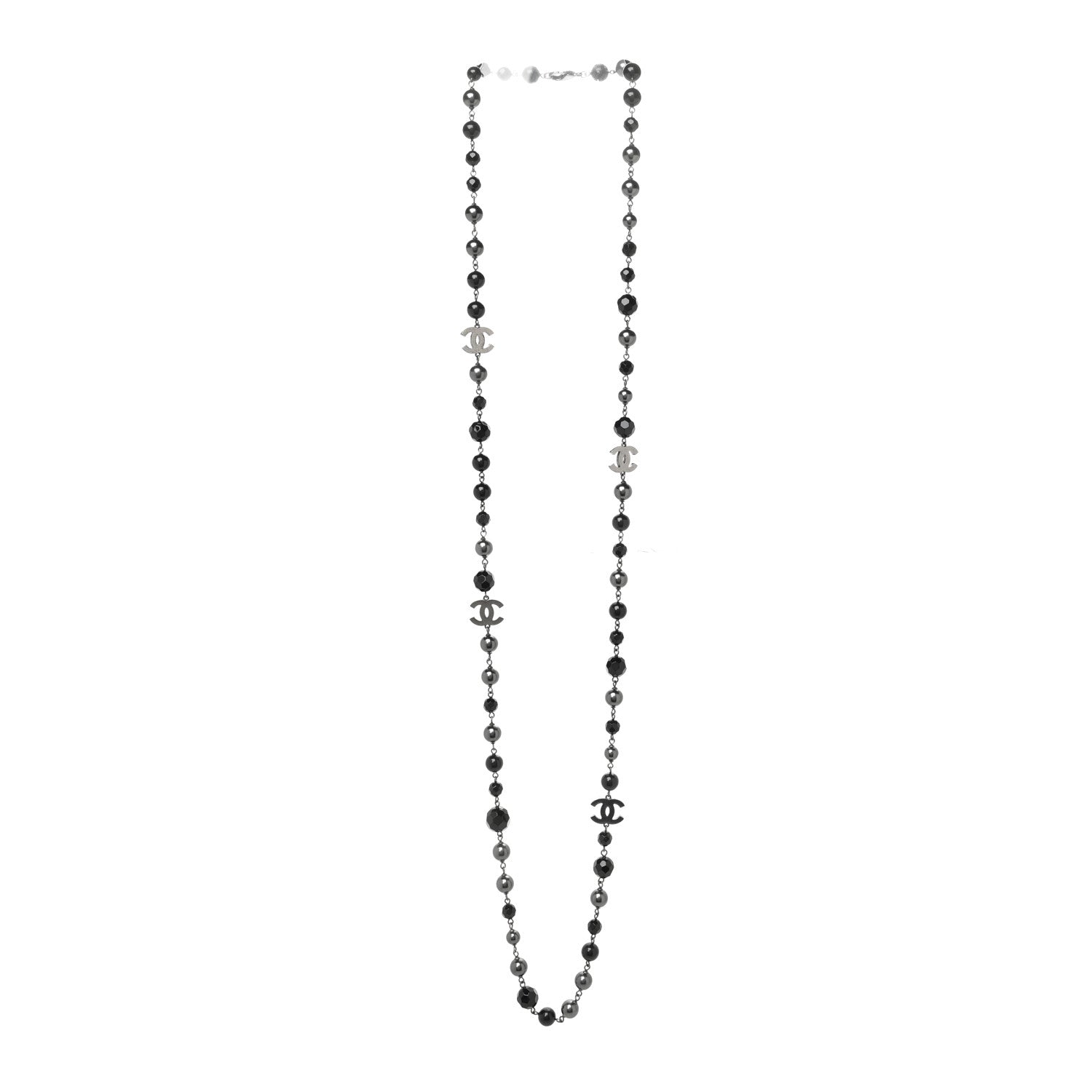 Chanel Ruthenium Beaded CC Long Necklace Black 2 of 3