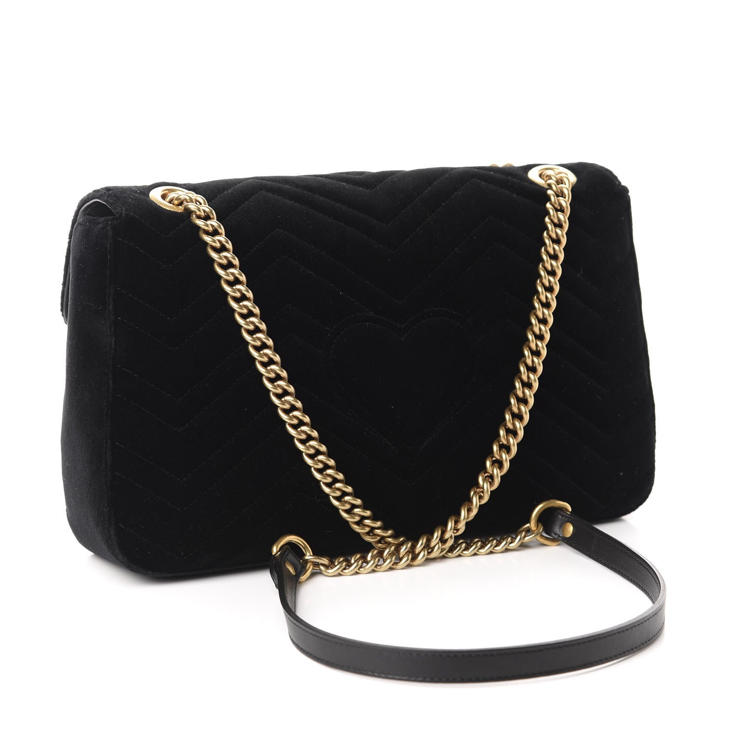 Gucci Velvet Matelasse Loved Embroidered Medium GG Marmont Shoulder Bag Black 3 of 11