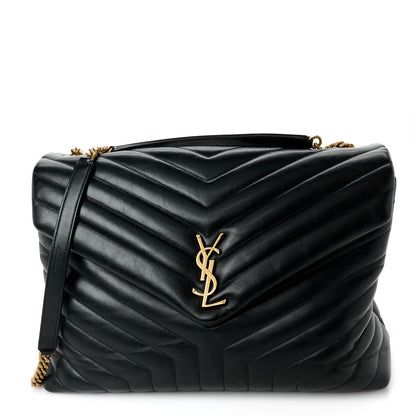 Saint Laurent Calfskin Y Quilted Monogram Large Loulou Chain Satchel Black 1 of 11