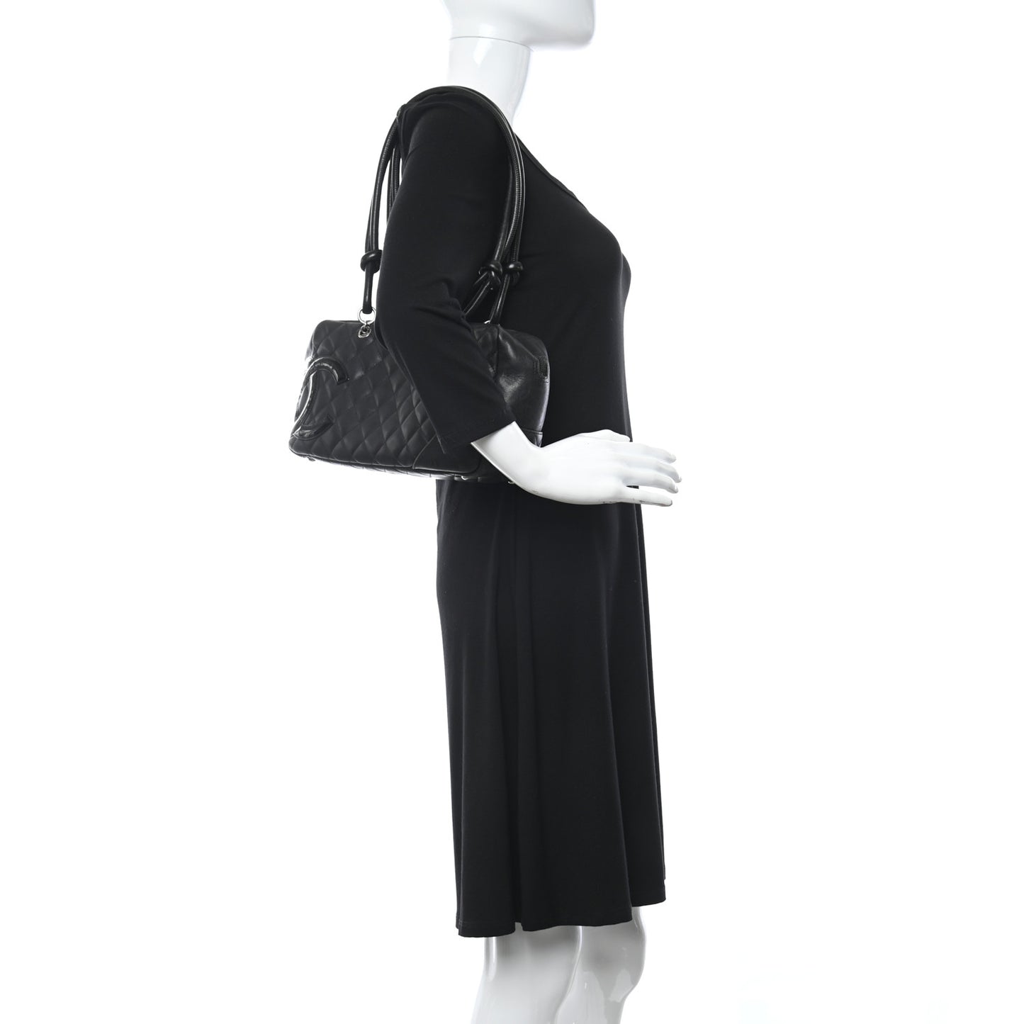 Calfskin Quilted Large Cambon Bowler Black