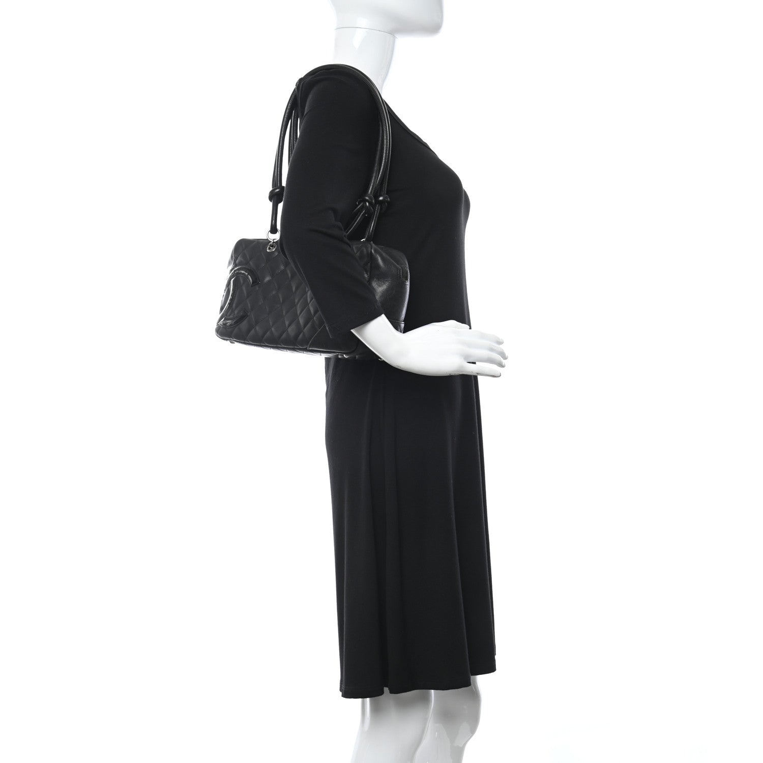 Chanel Calfskin Quilted Large Cambon Bowler Black 2 of 15