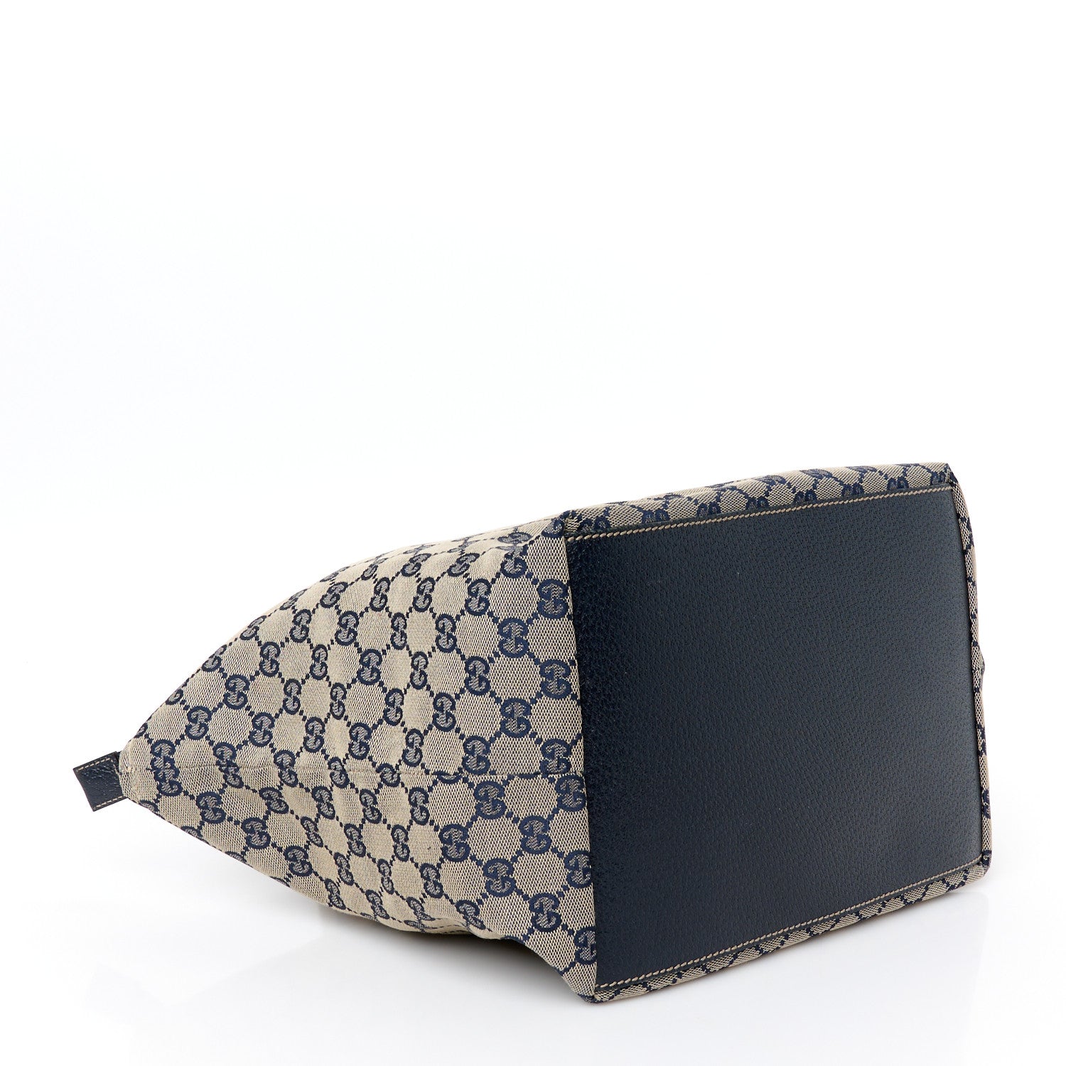 Gucci GG Monogram Medium Web Handle Bucket Tote Navy Blue 4 of 10