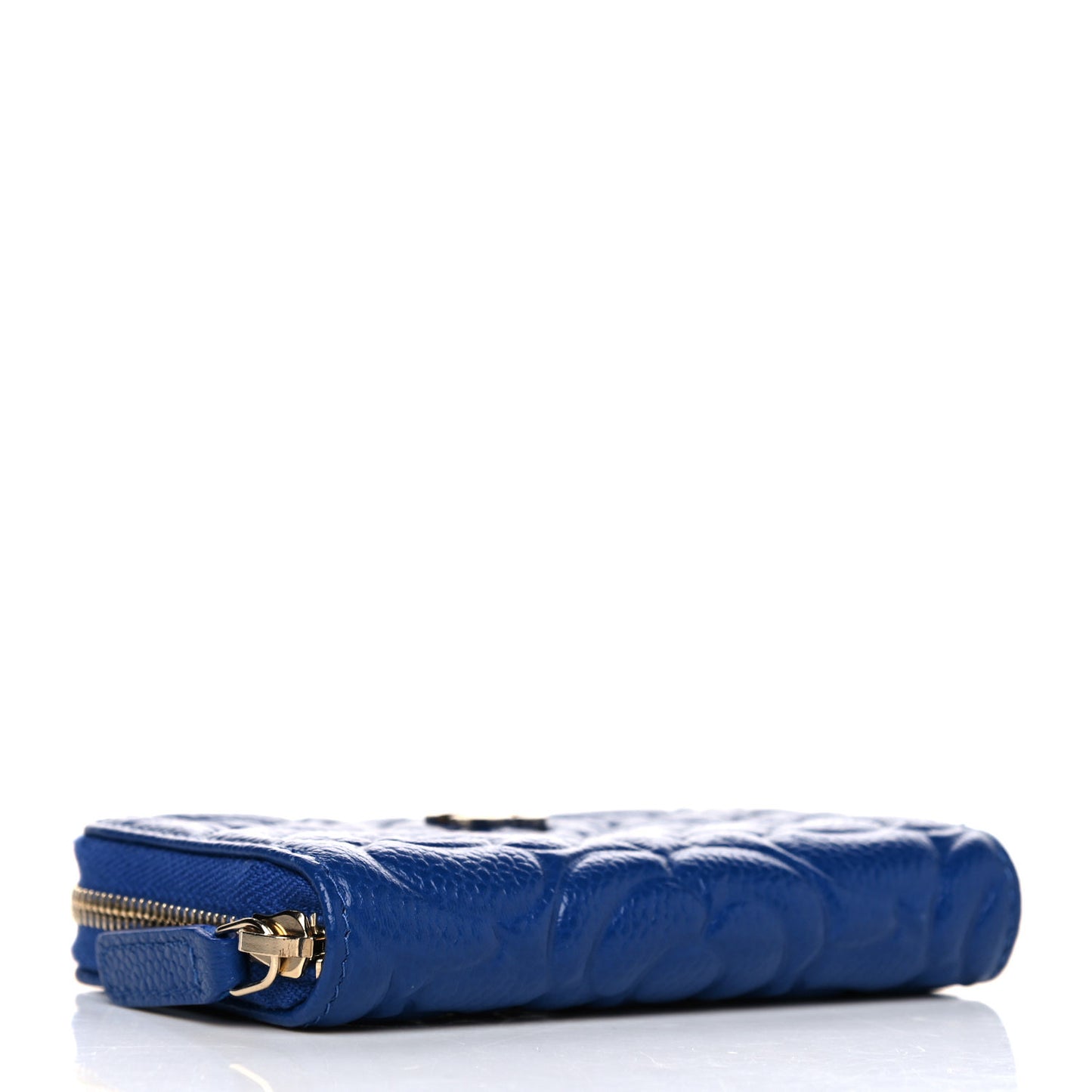 Caviar Camellia Embossed Zip Coin Purse Dark Blue