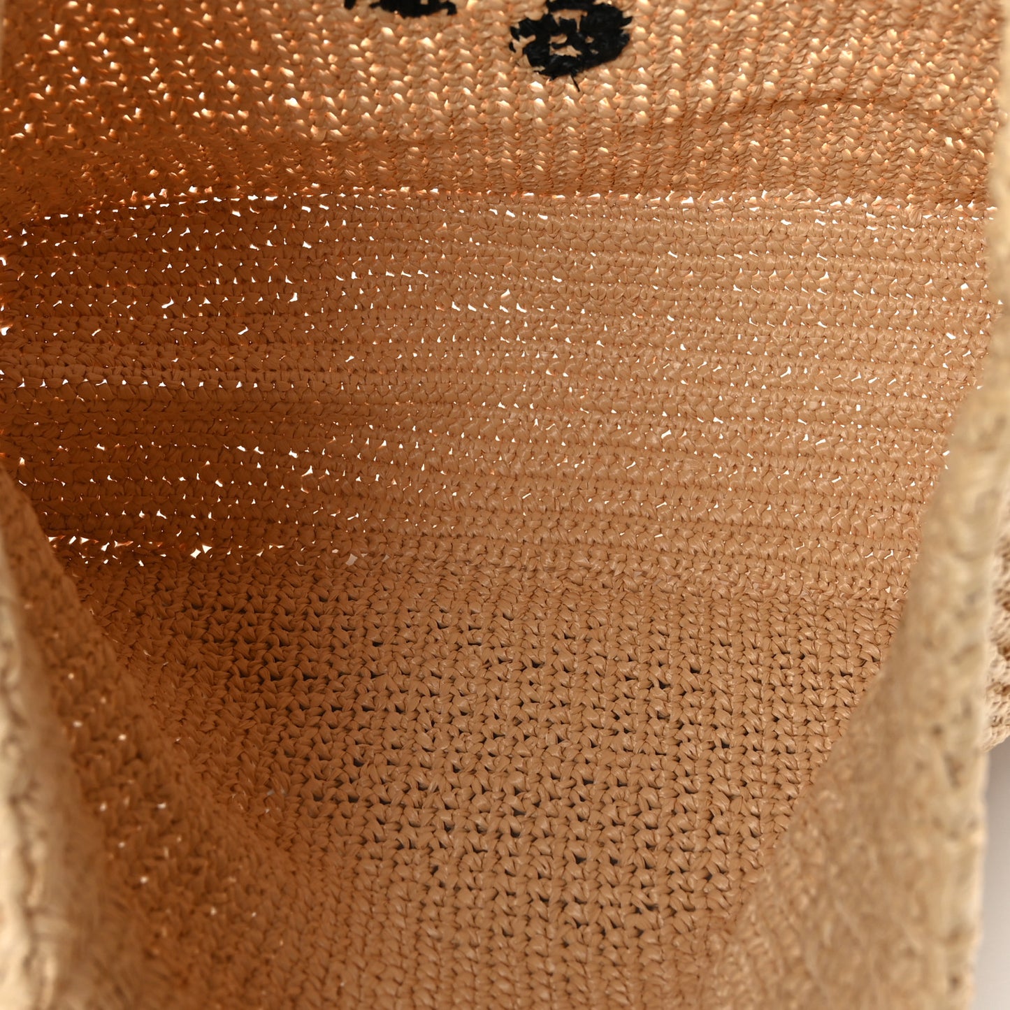 Yarn Raffia Effect Crochet Embroidered Logo Tote Naturale