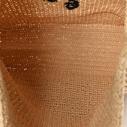 Prada Yarn Raffia Effect Crochet Embroidered Logo Tote Naturale 5 of 8