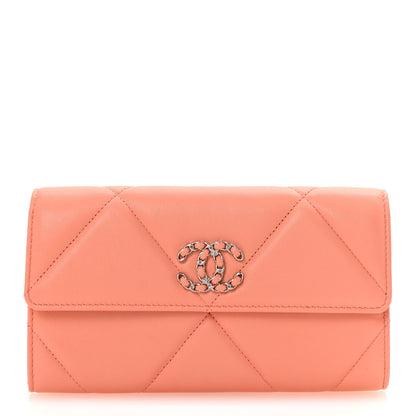 Chanel Lambskin Quilted Chanel 19 Flap Wallet Light Orange 1 of 8